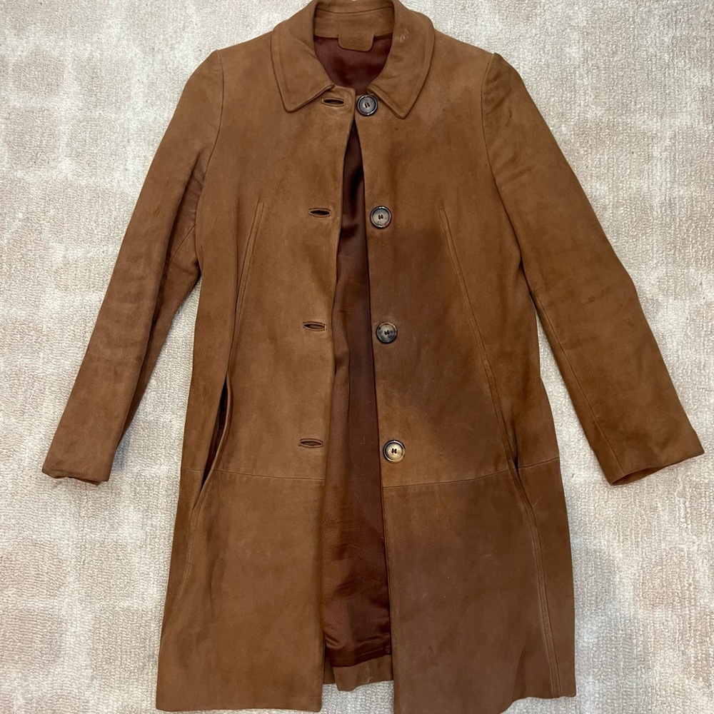 TRUSSARDI LEATHER SUEDE COAT